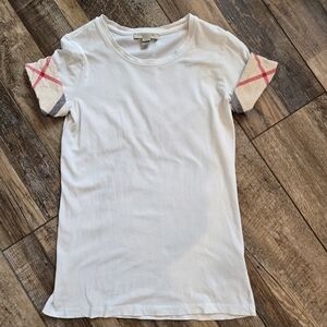 Burberry White Nova Check Sleeve Tee | Women’s Short Sleeve Designer Top